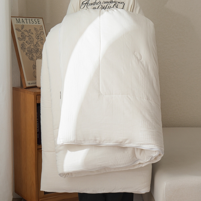 91家纺网 家纺一手货源 找家纺 鸣升家纺 2025新款全棉被子母被被子被芯四季款 菽菽木兰-白