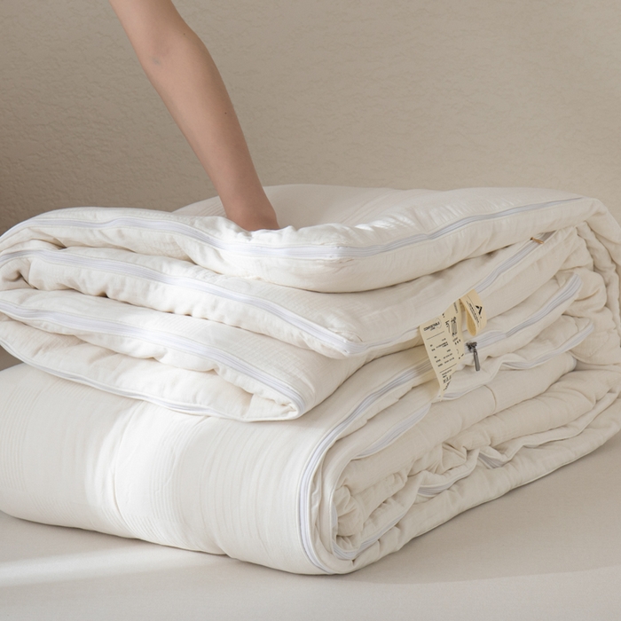 91家纺网 家纺一手货源 找家纺 鸣升家纺 2025新款全棉被子母被被子被芯四季款 菽菽木兰-白