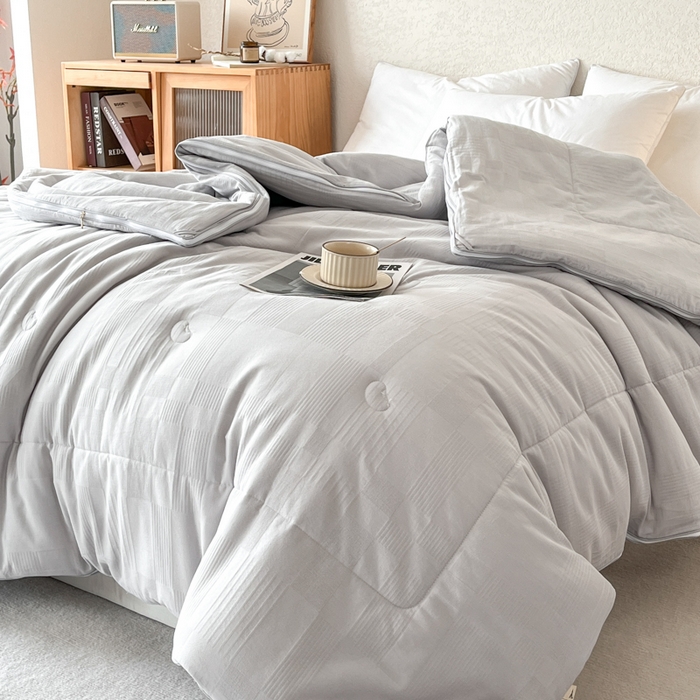 91家纺网 家纺一手货源 找家纺 鸣升家纺 2025新款全棉被子母被被子被芯四季款 菽菽木兰-灰