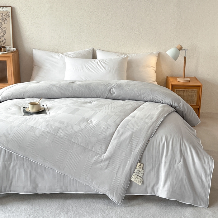 91家纺网 家纺一手货源 找家纺 鸣升家纺 2025新款全棉被子母被被子被芯四季款 菽菽木兰-灰