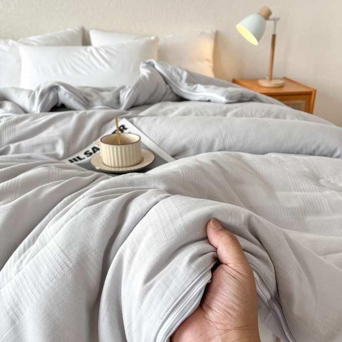 91家纺网 家纺一手货源 找家纺 鸣升家纺 2025新款全棉被子母被被子被芯四季款 菽菽木兰-灰