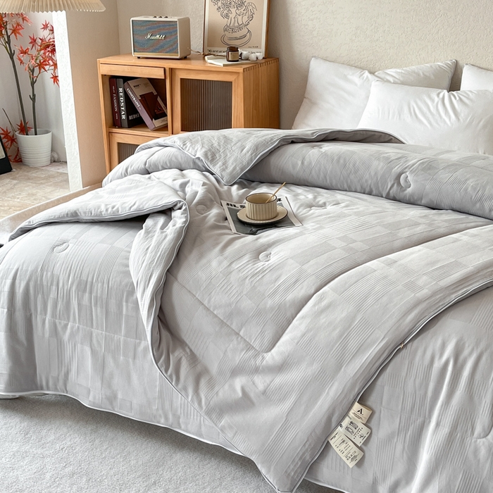 91家纺网 家纺一手货源 找家纺 鸣升家纺 2025新款全棉被子母被被子被芯四季款 菽菽木兰-灰