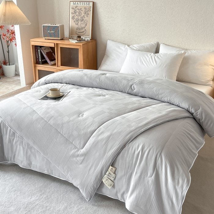 91家纺网 家纺一手货源 找家纺 鸣升家纺 2025新款全棉被子母被被子被芯四季款 菽菽木兰-灰