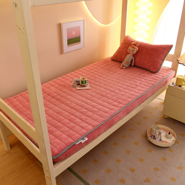 91家纺网 家纺一手货源 找家纺 （总）水妙家纺 2024新款加厚200克A类牛奶绒夹棉床笠纯色素色大学生宿舍床垫保护套学生上下铺