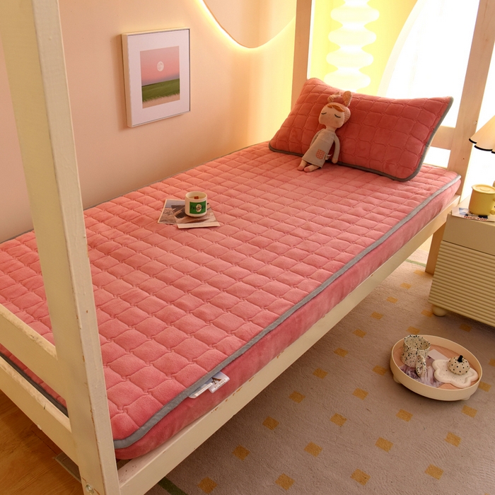 91家纺网 家纺一手货源 找家纺 （总）水妙家纺 2024新款加厚200克A类牛奶绒夹棉床笠纯色素色大学生宿舍床垫保护套学生上下铺