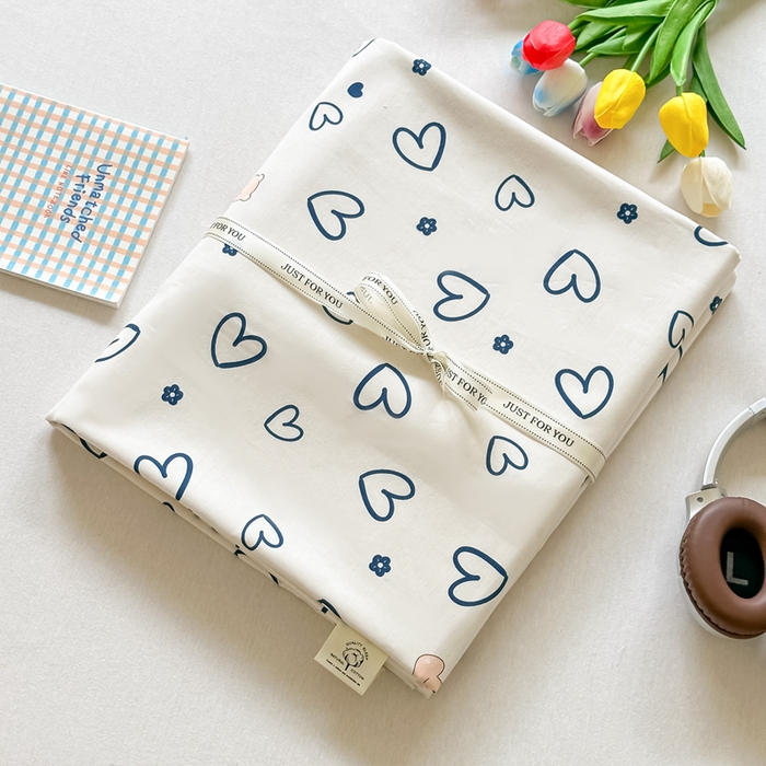 91家纺网 家纺一手货源 找家纺 芙绣家纺 2025新款A类全棉小清新印花单被套单枕套学生单品系列 爱心小熊