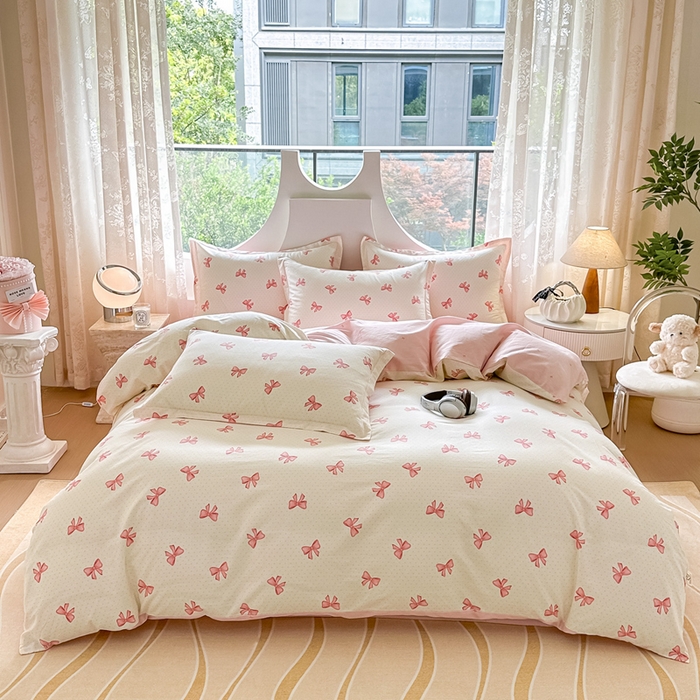 91家纺网 家纺一手货源 找家纺 芙绣家纺 2025新款A类全棉小清新印花单被套单枕套学生单品系列 芳华