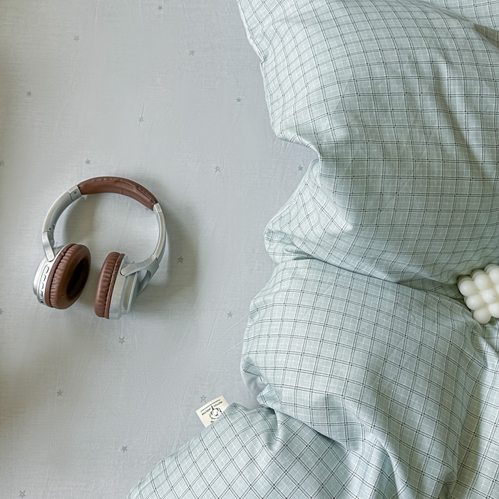 91家纺网 家纺一手货源 找家纺 芙绣家纺 2025新款A类全棉小清新印花单被套单枕套学生单品系列 格子蓝