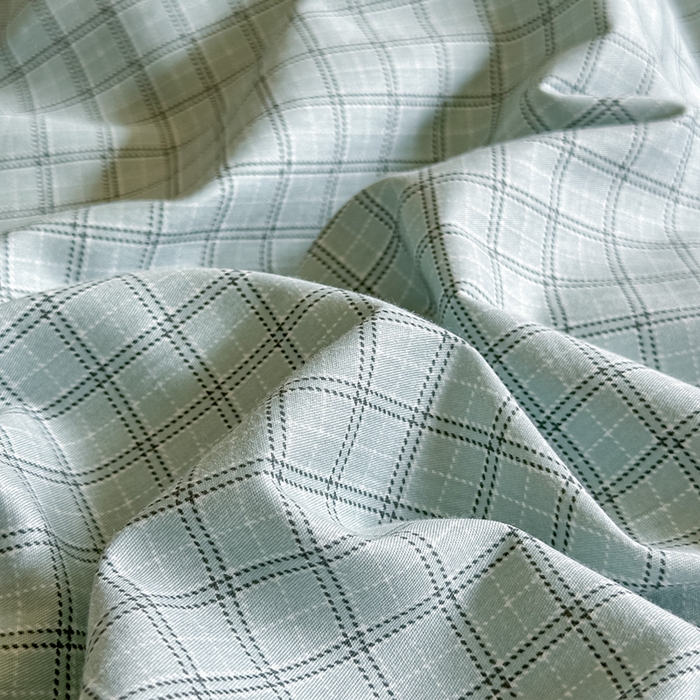 91家纺网 家纺一手货源 找家纺 芙绣家纺 2025新款A类全棉小清新印花单被套单枕套学生单品系列 格子蓝