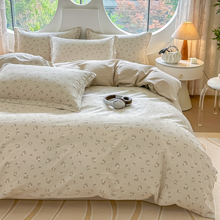 91家纺网 家纺一手货源 找家纺 芙绣家纺 2025新款A类全棉小清新印花单被套单枕套学生单品系列 赫本