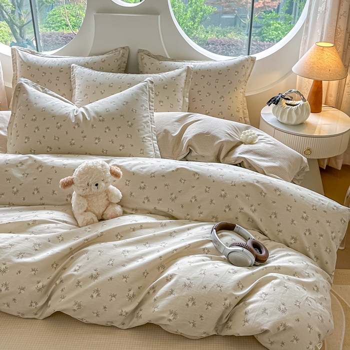 91家纺网 家纺一手货源 找家纺 芙绣家纺 2025新款A类全棉小清新印花单被套单枕套学生单品系列 赫本