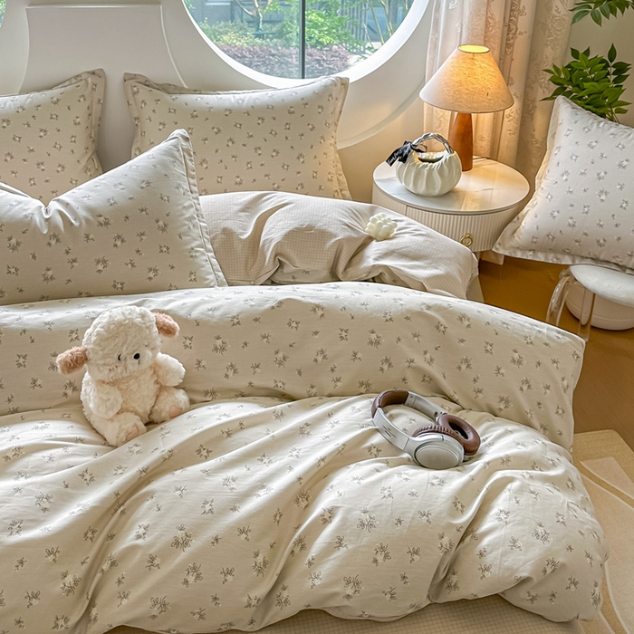 91家纺网 家纺一手货源 找家纺 芙绣家纺 2025新款A类全棉小清新印花单被套单枕套学生单品系列 赫本