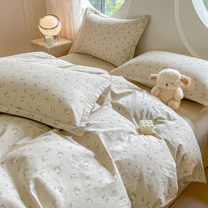 91家纺网 家纺一手货源 找家纺 芙绣家纺 2025新款A类全棉小清新印花单被套单枕套学生单品系列 赫本