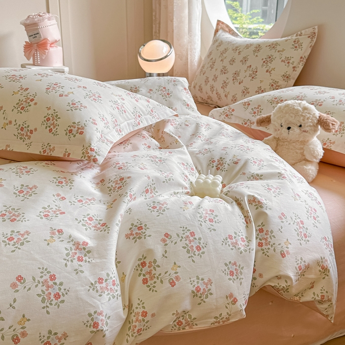 91家纺网 家纺一手货源 找家纺 芙绣家纺 2025新款A类全棉小清新印花单被套单枕套学生单品系列 花期如梦