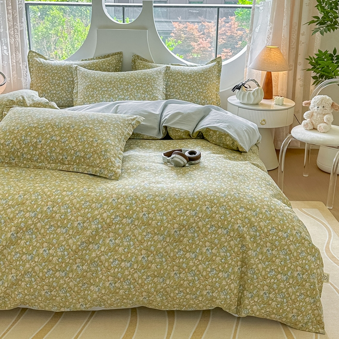 91家纺网 家纺一手货源 找家纺 芙绣家纺 2025新款A类全棉小清新印花单被套单枕套学生单品系列 花团锦簇