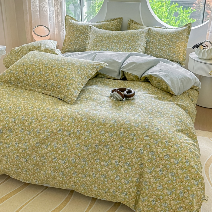 91家纺网 家纺一手货源 找家纺 芙绣家纺 2025新款A类全棉小清新印花单被套单枕套学生单品系列 花团锦簇