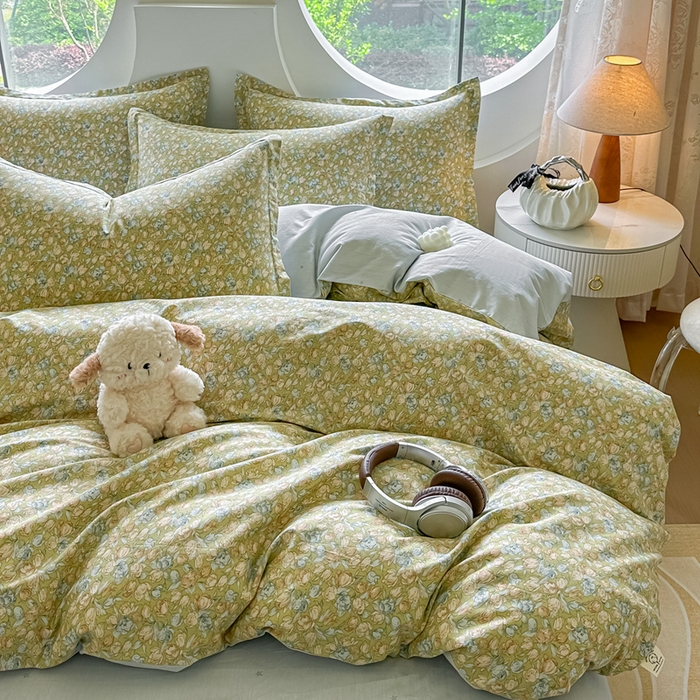 91家纺网 家纺一手货源 找家纺 芙绣家纺 2025新款A类全棉小清新印花单被套单枕套学生单品系列 花团锦簇