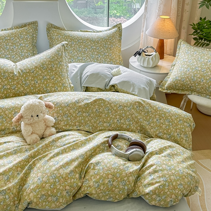 91家纺网 家纺一手货源 找家纺 芙绣家纺 2025新款A类全棉小清新印花单被套单枕套学生单品系列 花团锦簇