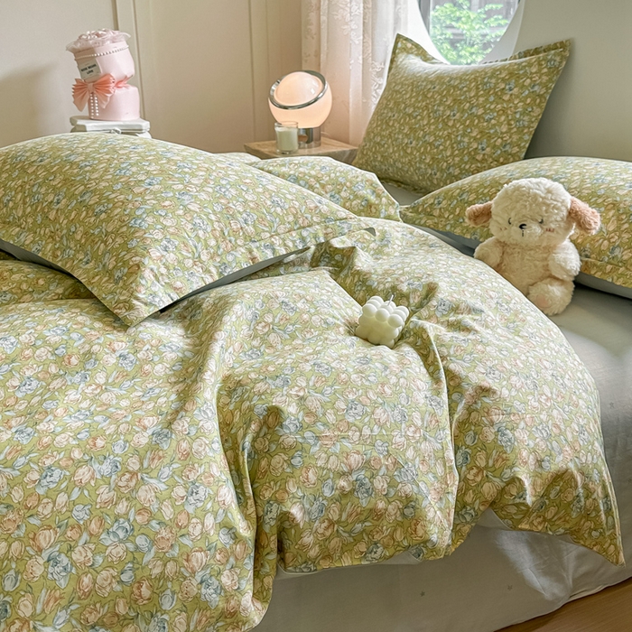 91家纺网 家纺一手货源 找家纺 芙绣家纺 2025新款A类全棉小清新印花单被套单枕套学生单品系列 花团锦簇