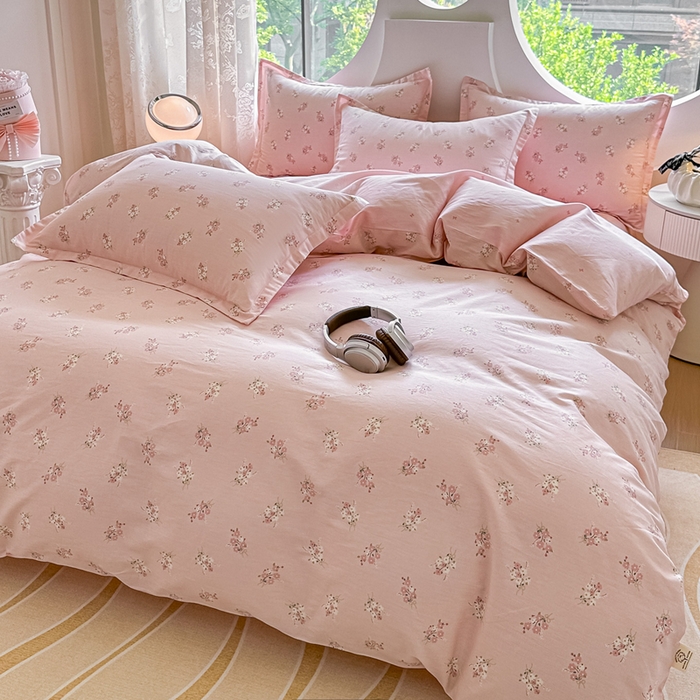 91家纺网 家纺一手货源 找家纺 芙绣家纺 2025新款A类全棉小清新印花单被套单枕套学生单品系列 满园春色