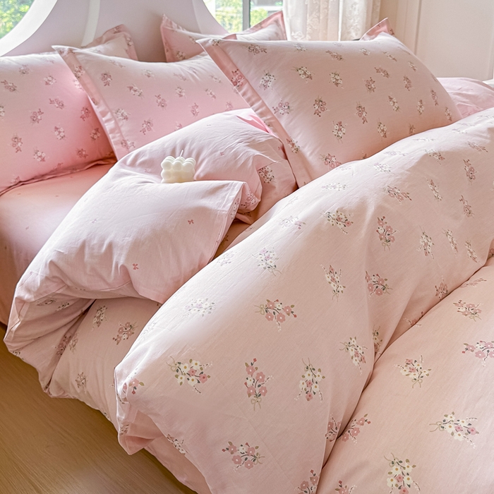 91家纺网 家纺一手货源 找家纺 芙绣家纺 2025新款A类全棉小清新印花单被套单枕套学生单品系列 满园春色