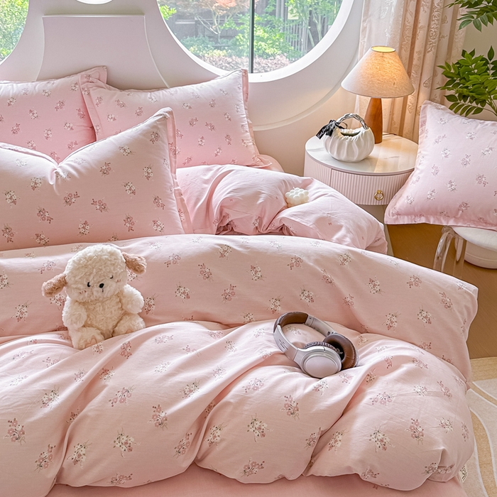 91家纺网 家纺一手货源 找家纺 芙绣家纺 2025新款A类全棉小清新印花单被套单枕套学生单品系列 满园春色