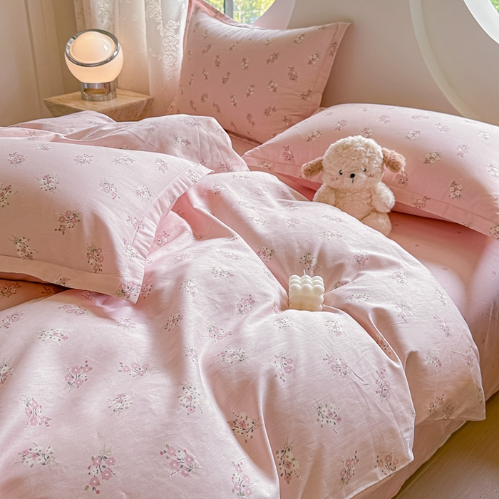 91家纺网 家纺一手货源 找家纺 芙绣家纺 2025新款A类全棉小清新印花单被套单枕套学生单品系列 满园春色