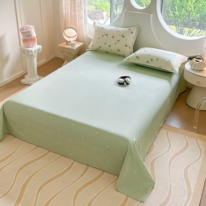 91家纺网 家纺一手货源 找家纺 芙绣家纺 2025新款A类全棉小清新印花单被套单枕套学生单品系列 熊猫盼盼