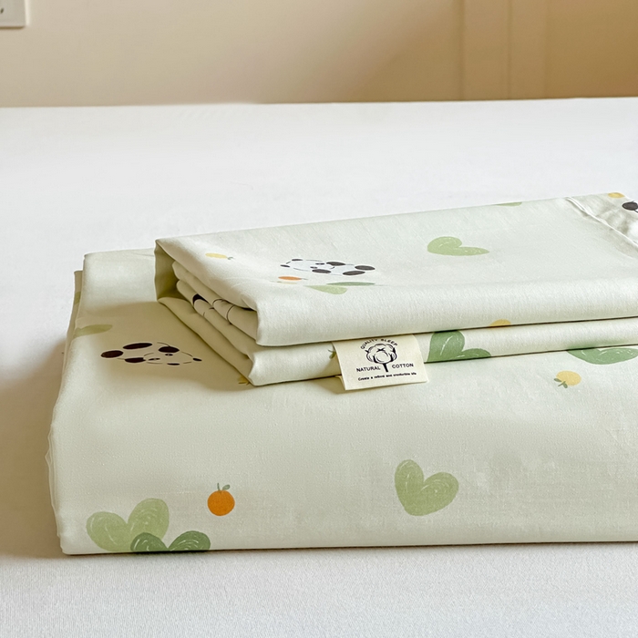 91家纺网 家纺一手货源 找家纺 芙绣家纺 2025新款A类全棉小清新印花单被套单枕套学生单品系列 熊猫盼盼