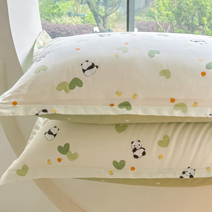 91家纺网 家纺一手货源 找家纺 芙绣家纺 2025新款A类全棉小清新印花单被套单枕套学生单品系列 熊猫盼盼