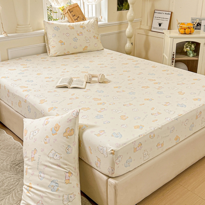 91家纺网 家纺一手货源 找家纺 朵朵家纺 2025新款超柔水洗棉云感印花单床笠床垫保护套床笠（床垫保护套可定制尺寸 ）-场景三 萌宠