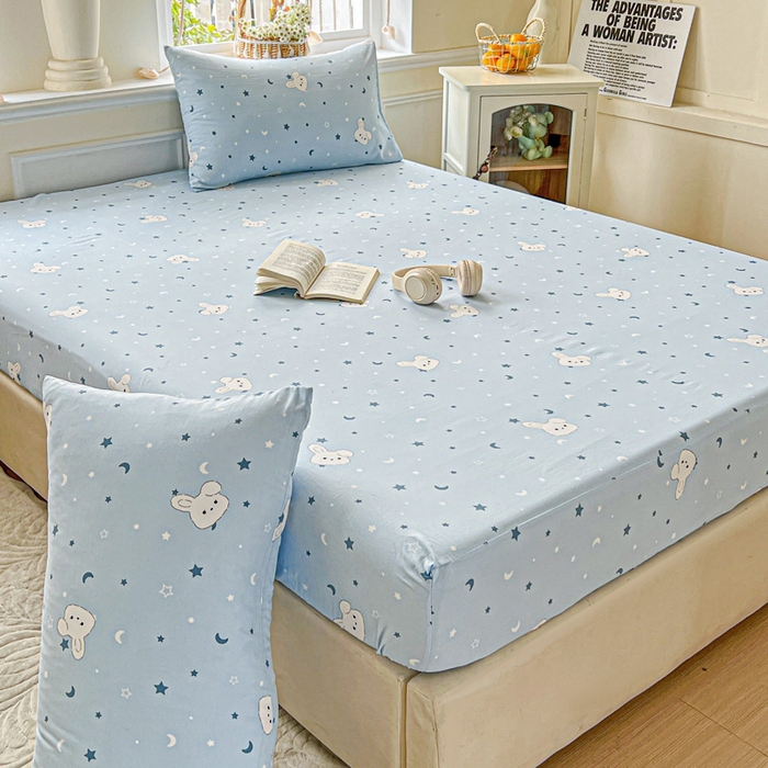 91家纺网 家纺一手货源 找家纺 （总）朵朵家纺 2025新款超柔水洗棉云感印花单床笠床垫保护套床笠（床垫保护套可定制尺寸 ）-场景三