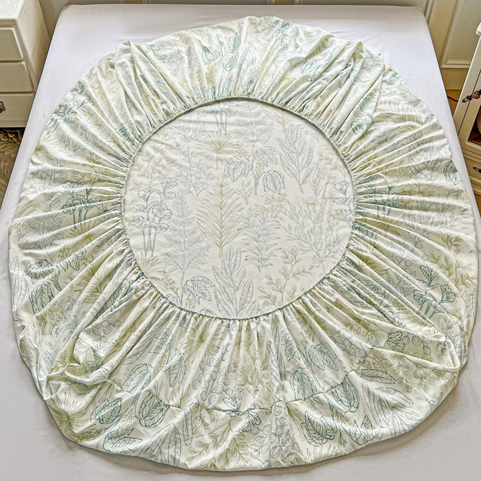 91家纺网 家纺一手货源 找家纺 朵朵家纺 2025新款超柔水洗棉云感印花单床笠床垫保护套床笠（床垫保护套可定制尺寸 ）-场景三 春晓