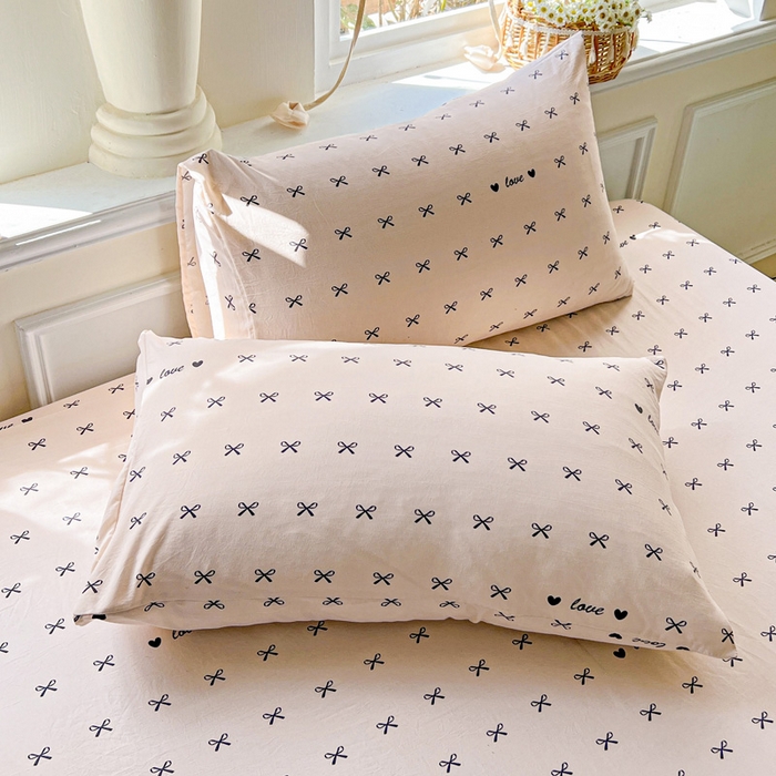 91家纺网 家纺一手货源 找家纺 朵朵家纺 2025新款超柔水洗棉云感印花单床笠床垫保护套床笠（床垫保护套可定制尺寸 ）-场景三 蝴蝶结