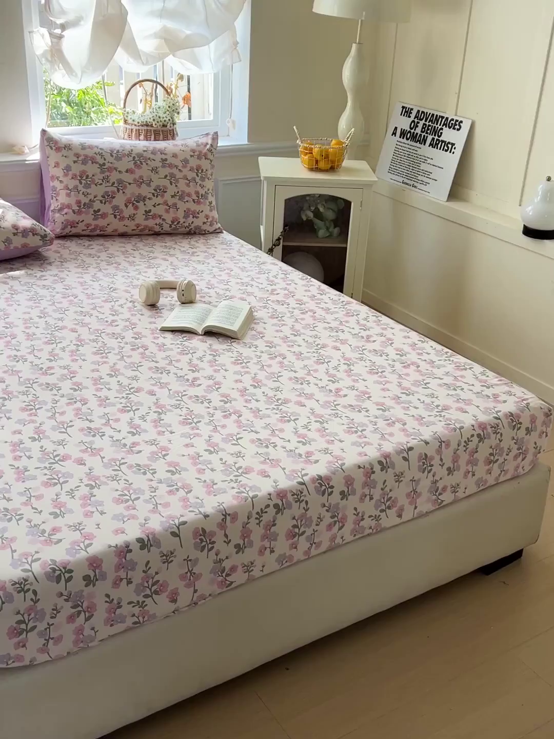 91家纺网 家纺一手货源 找家纺 朵朵家纺 2025新款超柔水洗棉云感印花单床笠床垫保护套床笠（床垫保护套可定制尺寸 ）-场景三 花开满树