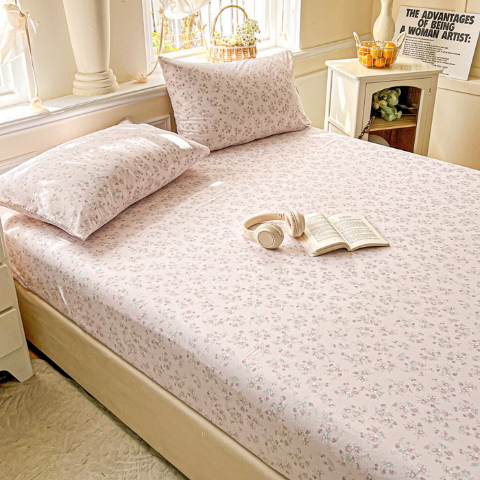 91家纺网 家纺一手货源 找家纺 朵朵家纺 2025新款超柔水洗棉云感印花单床笠床垫保护套床笠（床垫保护套可定制尺寸 ）-场景三 花梦