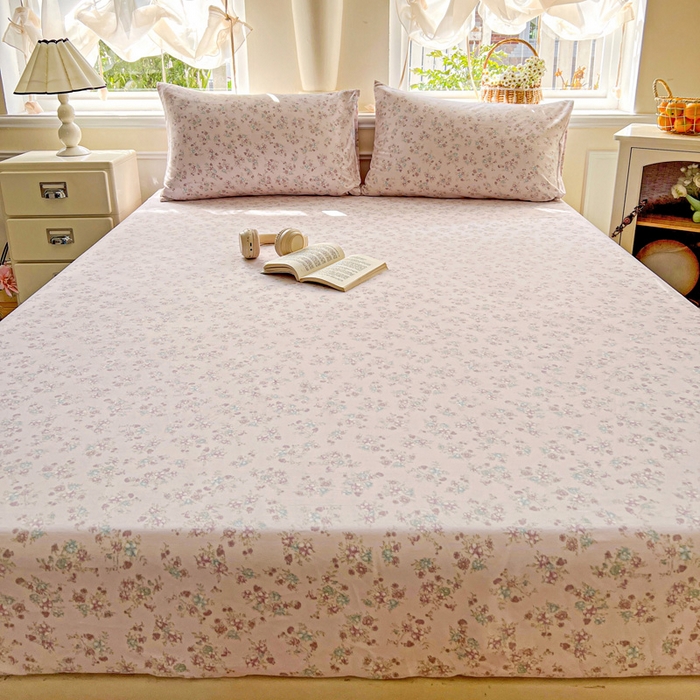 91家纺网 家纺一手货源 找家纺 朵朵家纺 2025新款超柔水洗棉云感印花单床笠床垫保护套床笠（床垫保护套可定制尺寸 ）-场景三 花梦