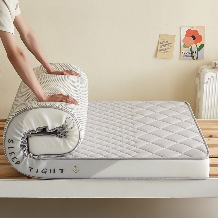 水妙家纺 2025年新款牛奶丝乳胶记忆海绵床垫厚度9cm学生宿舍上下铺加密海绵床垫回弹性好 菱形格灰