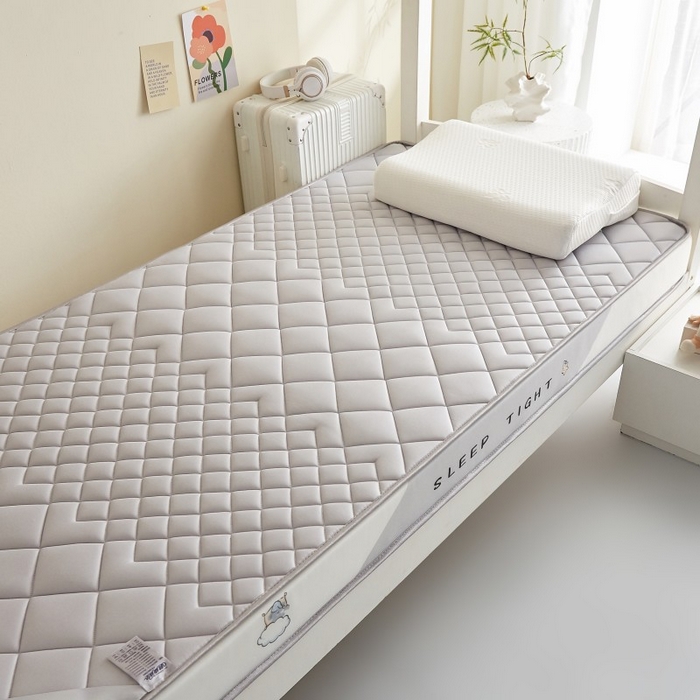 91家纺网 家纺一手货源 找家纺 水妙家纺 2025年新款牛奶丝乳胶记忆海绵床垫厚度9cm学生宿舍上下铺加密海绵床垫回弹性好 菱形格灰