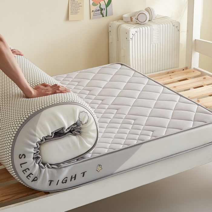 91家纺网 家纺一手货源 找家纺 水妙家纺 2025年新款牛奶丝乳胶记忆海绵床垫厚度9cm学生宿舍上下铺加密海绵床垫回弹性好 菱形格灰