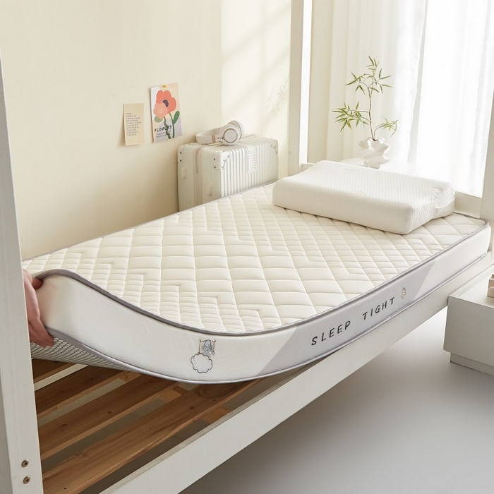 91家纺网 家纺一手货源 找家纺 水妙家纺 2025年新款牛奶丝乳胶记忆海绵床垫厚度9cm学生宿舍上下铺加密海绵床垫回弹性好 菱形格白