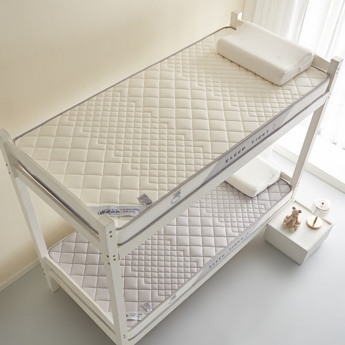 91家纺网 家纺一手货源 找家纺 水妙家纺 2025年新款牛奶丝乳胶记忆海绵床垫厚度9cm学生宿舍上下铺加密海绵床垫回弹性好 菱形格白