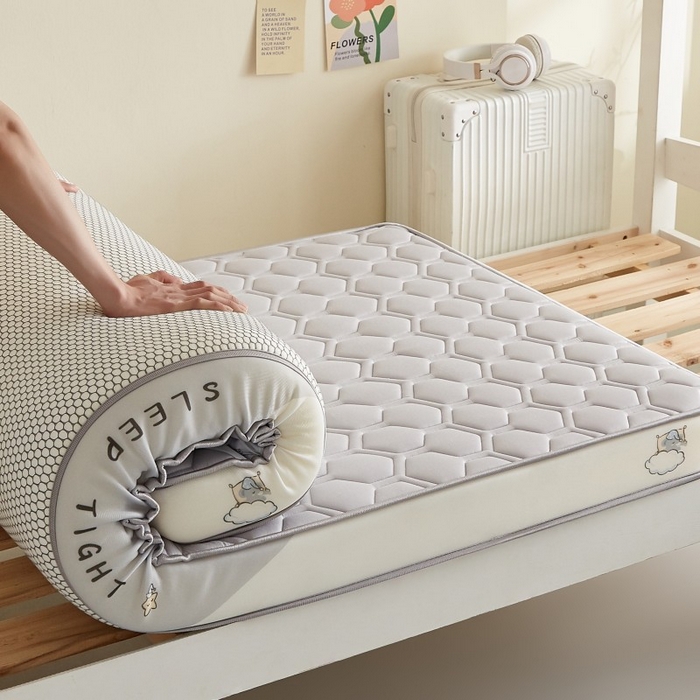 91家纺网 家纺一手货源 找家纺 水妙家纺 2025年新款牛奶丝乳胶记忆海绵床垫厚度9cm学生宿舍上下铺加密海绵床垫回弹性好 六边形灰