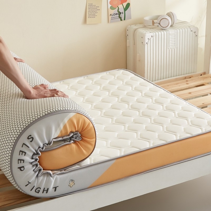 91家纺网 家纺一手货源 找家纺 水妙家纺 2025年新款牛奶丝乳胶记忆海绵床垫厚度9cm学生宿舍上下铺加密海绵床垫回弹性好 六边形白