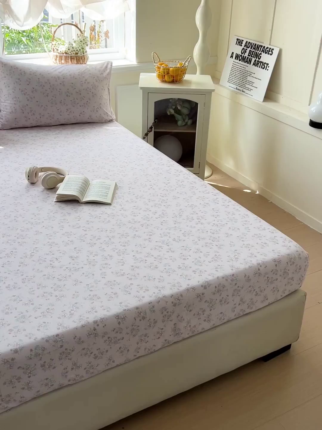 91家纺网 家纺一手货源 找家纺 朵朵家纺 2025新款超柔水洗棉云感印花单床笠床垫保护套床笠（床垫保护套可定制尺寸 ）-场景三 花梦