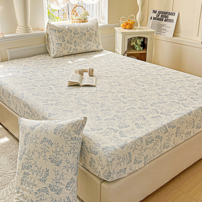 朵朵家纺 2025新款超柔水洗棉云感印花单床笠床垫保护套床笠（床垫保护套可定制尺寸 ）-场景三 蓝颜
