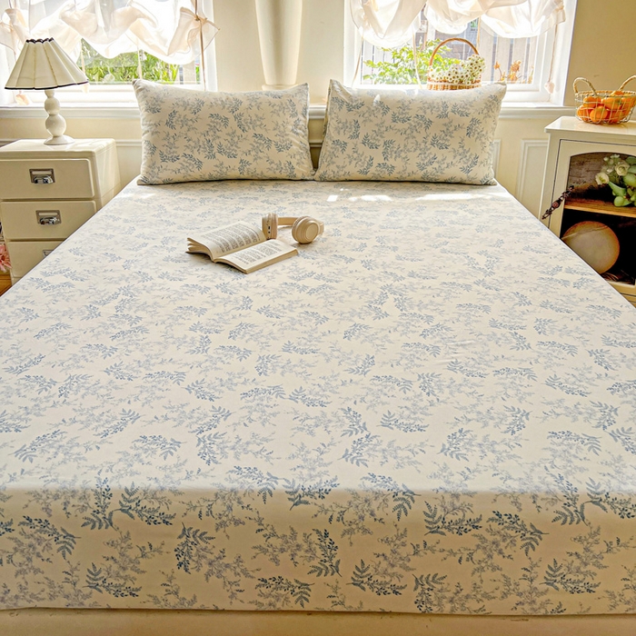 91家纺网 家纺一手货源 找家纺 朵朵家纺 2025新款超柔水洗棉云感印花单床笠床垫保护套床笠（床垫保护套可定制尺寸 ）-场景三 蓝颜