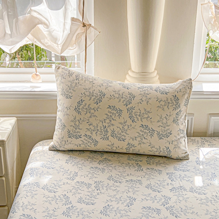 91家纺网 家纺一手货源 找家纺 朵朵家纺 2025新款超柔水洗棉云感印花单床笠床垫保护套床笠（床垫保护套可定制尺寸 ）-场景三 蓝颜