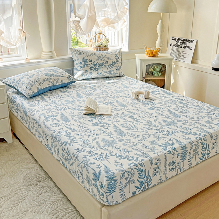 91家纺网 家纺一手货源 找家纺 朵朵家纺 2025新款超柔水洗棉云感印花单床笠床垫保护套床笠（床垫保护套可定制尺寸 ）-场景三 恋爱季节