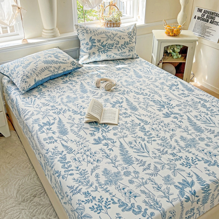 91家纺网 家纺一手货源 找家纺 朵朵家纺 2025新款超柔水洗棉云感印花单床笠床垫保护套床笠（床垫保护套可定制尺寸 ）-场景三 恋爱季节